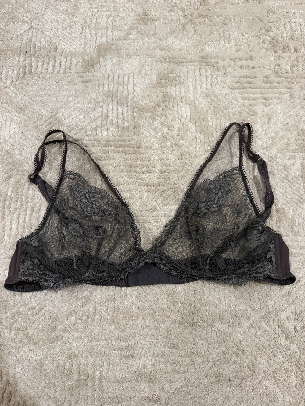 La Perla Grey Sheer Lace Bralette Size 36